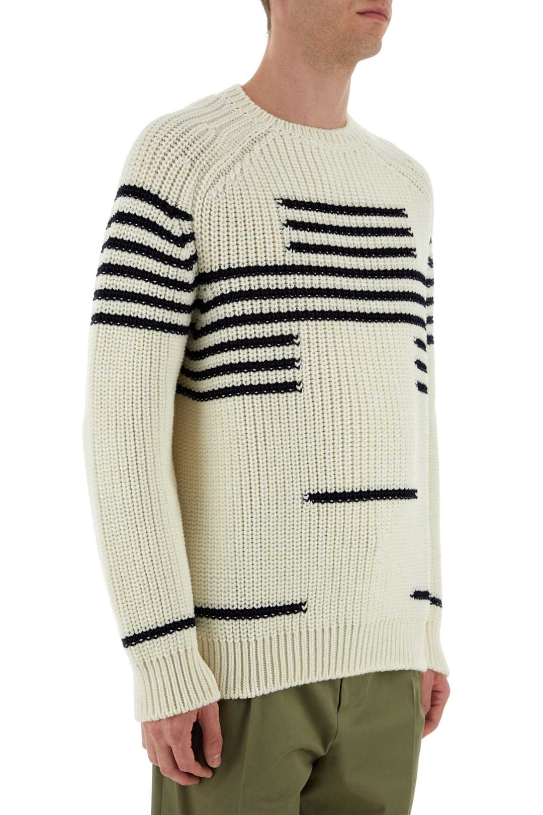 Loewe Men Ivory Wool Blend Sweater
