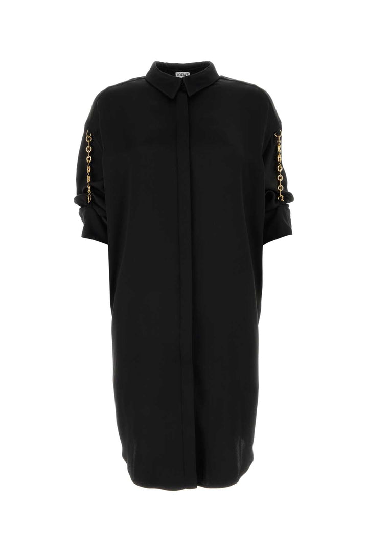 Loewe Women Black Satin Shirt Dress