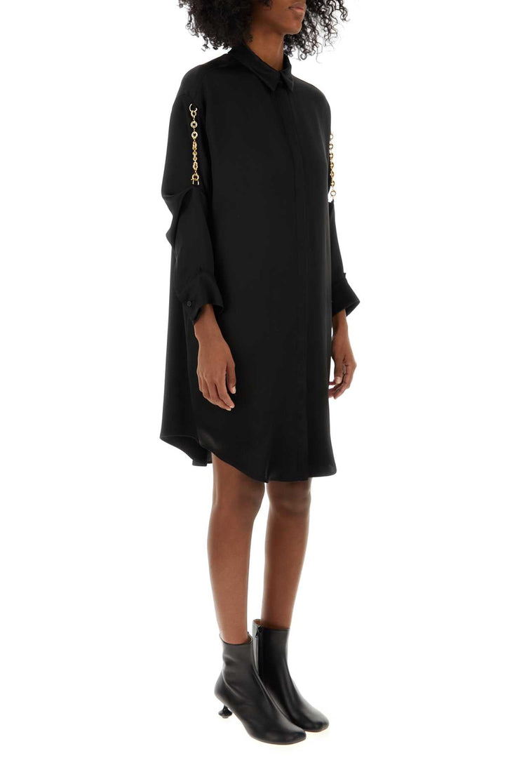 Loewe Women Black Satin Shirt Dress