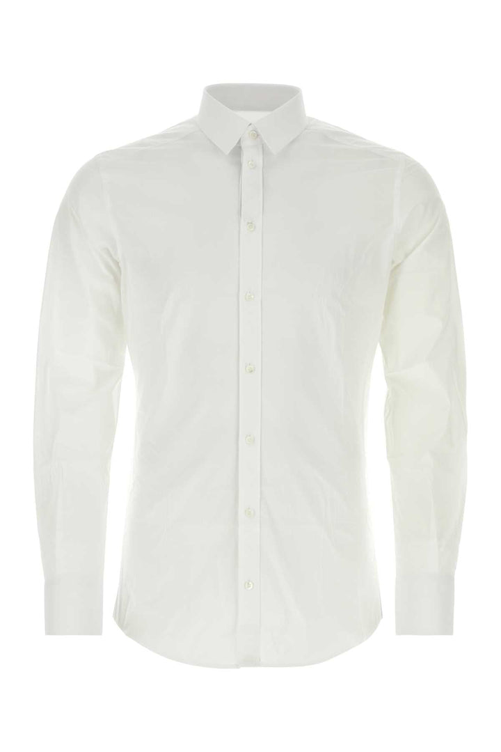 Dolce &amp; Gabbana Men White Stretch Poplin Shirt