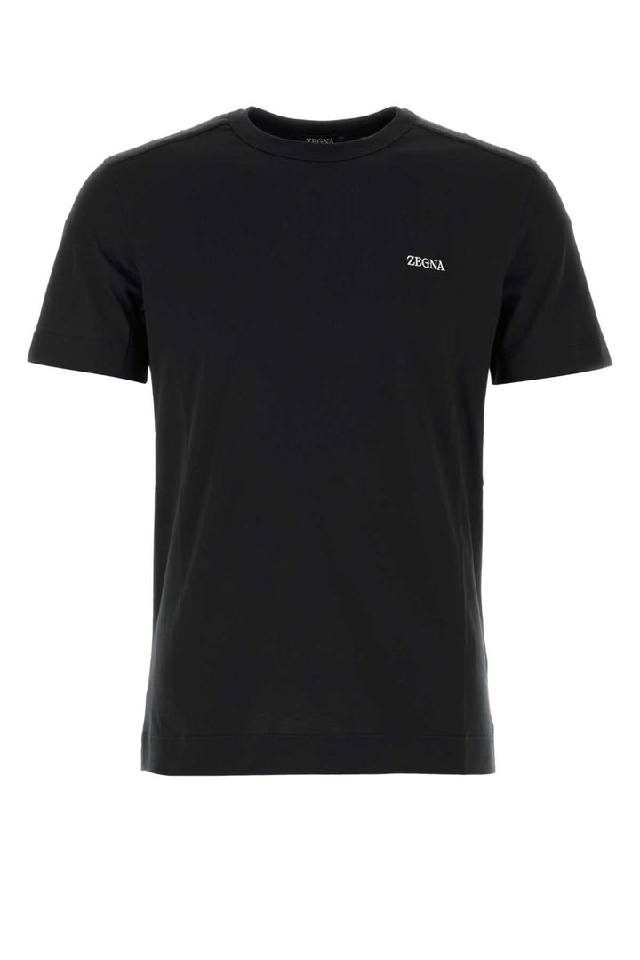 Zegna Men Black Cotton T-Shirt