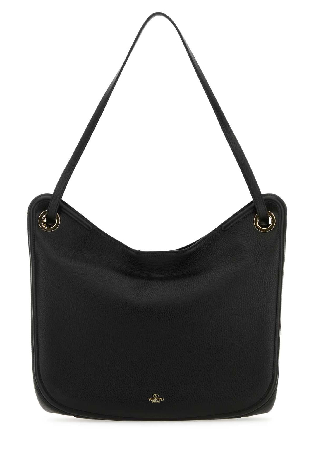 Valentino Garavani Women Black Leather Vlogo Moon Shopping Bag