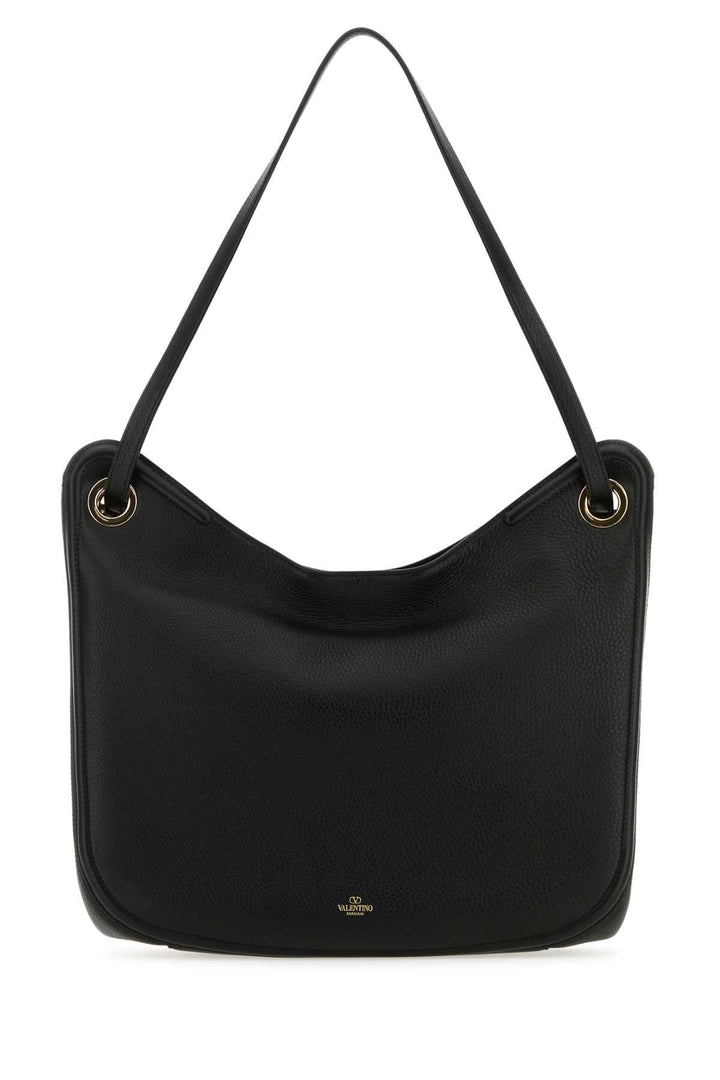 Valentino Garavani Women Black Leather Vlogo Moon Shopping Bag