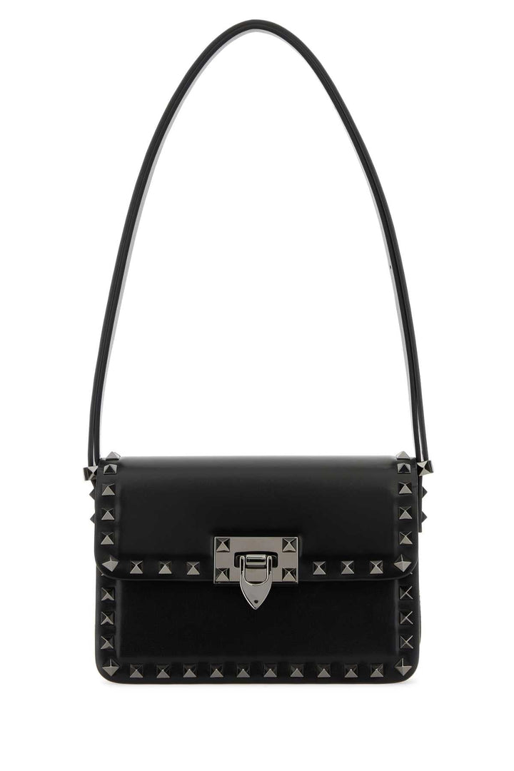 Valentino Garavani Women Black Leather Rockstud23 Shoulder Bagâ