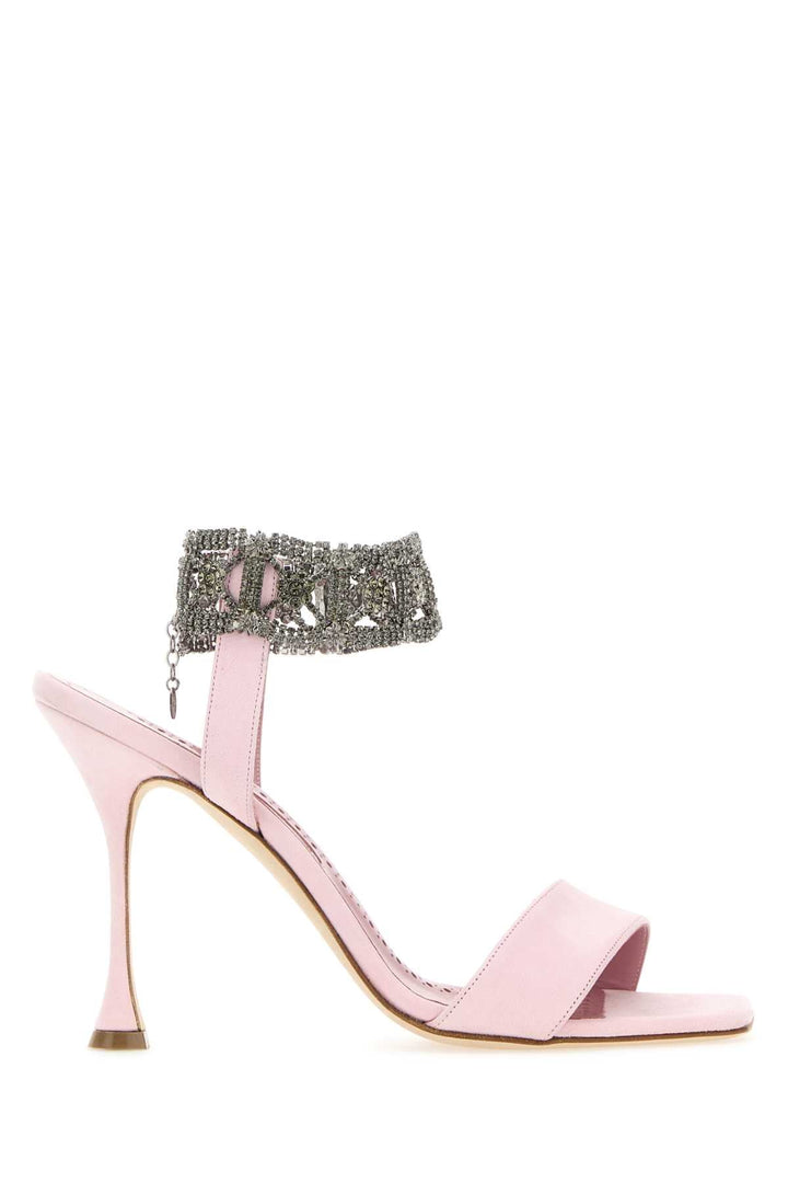 Manolo Blahnik Women Pastel Pink Suede Lierasan Sandals