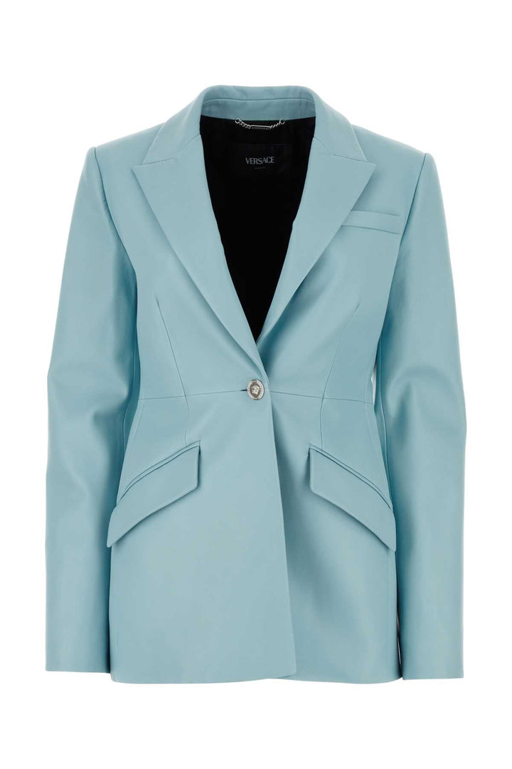 Versace Women Light-Blue Leather Blazer