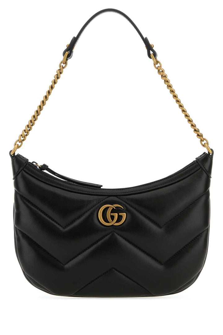 Gucci Women Black Leather Gg Marmont Shoulder Bag