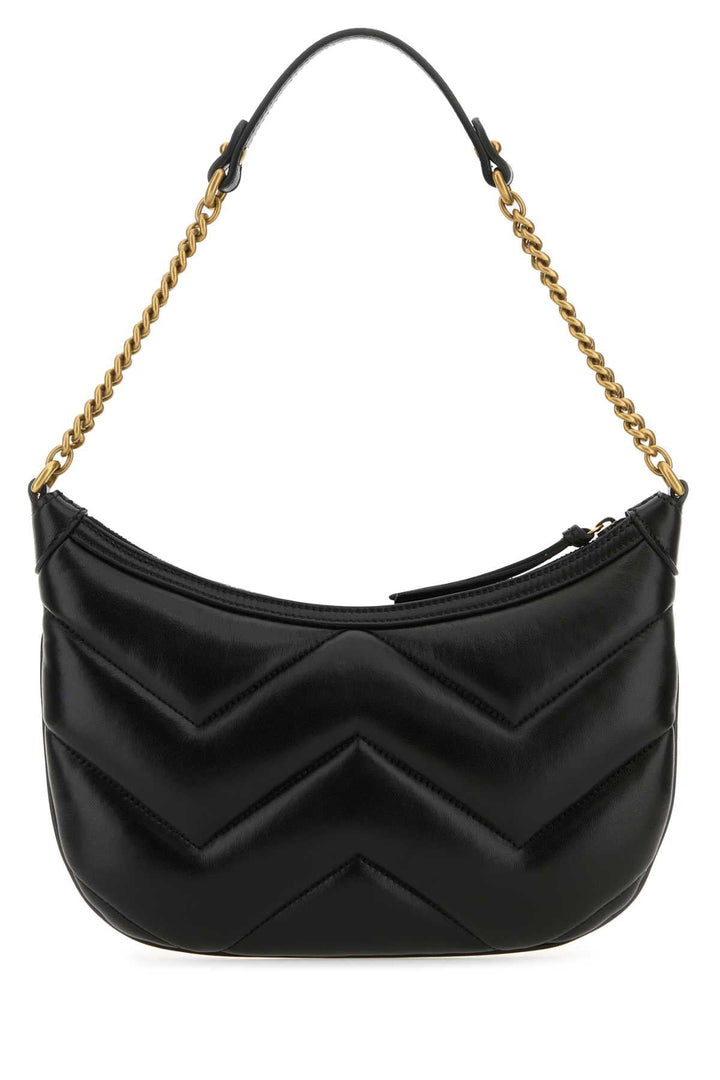 Gucci Women Black Leather Gg Marmont Shoulder Bag