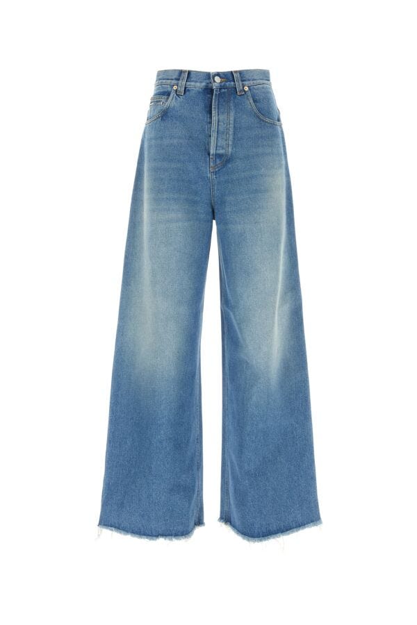 Gucci Women Denim Wide-Leg Jeans