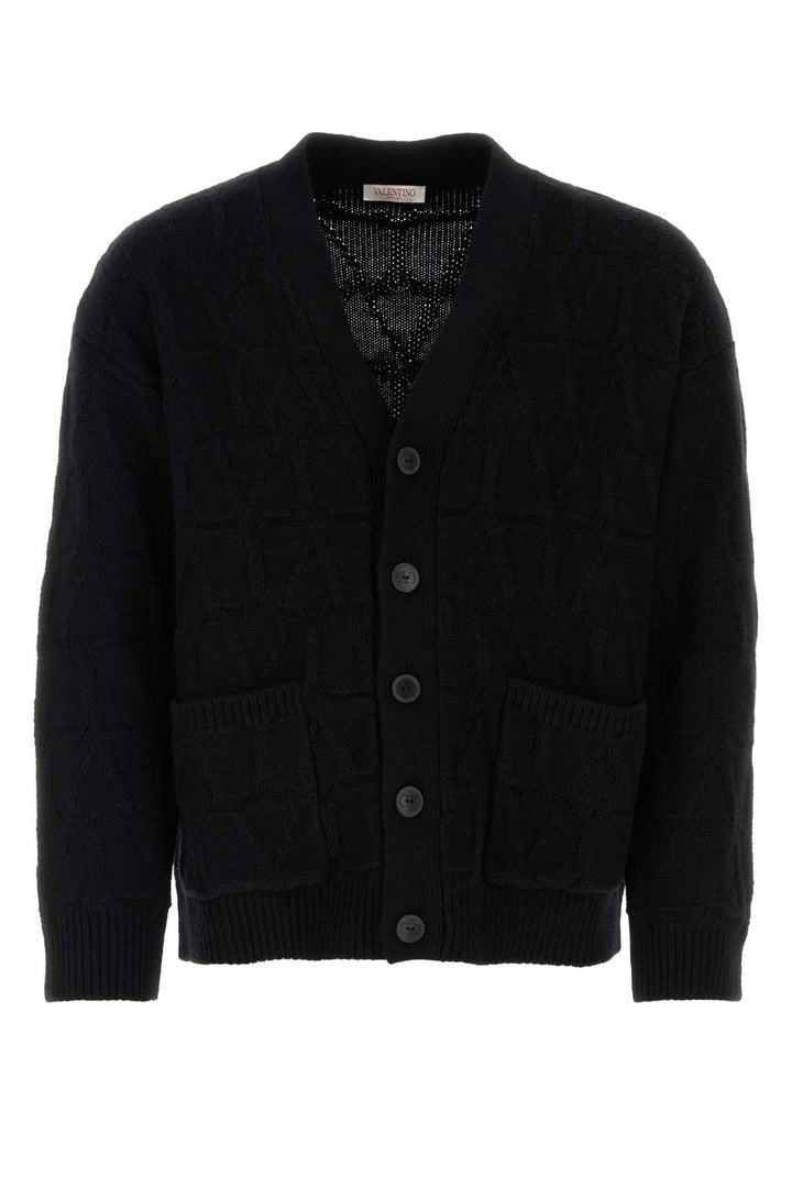 Valentino Garavani Men Black Wool Cardigan