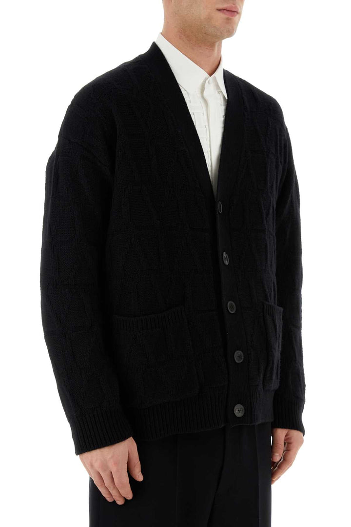 Valentino Garavani Men Black Wool Cardigan