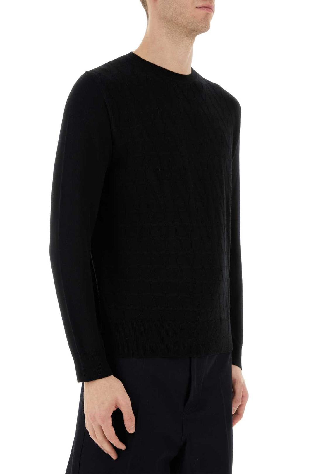 Valentino Garavani Men Black Wool Sweater