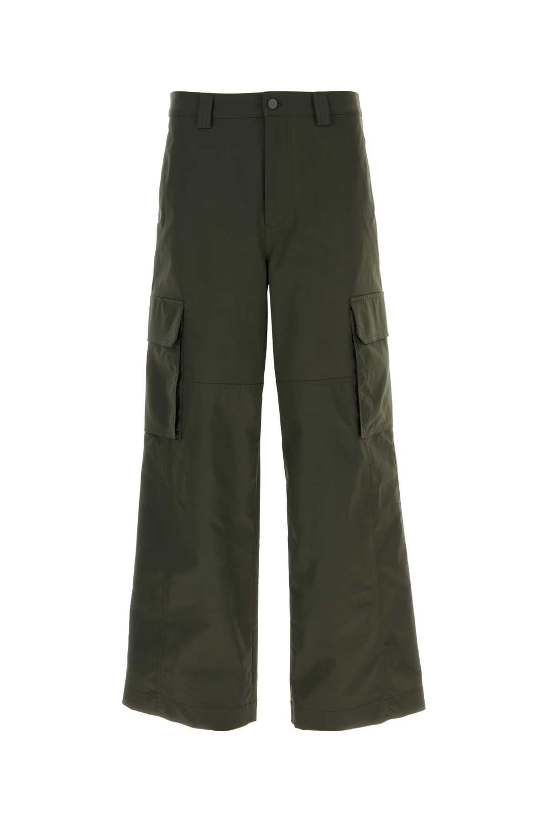 Green cargo pants on a white background