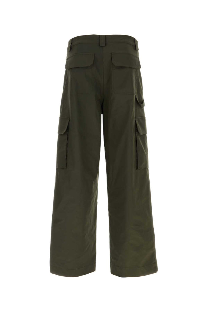 Green cargo pants on a white background