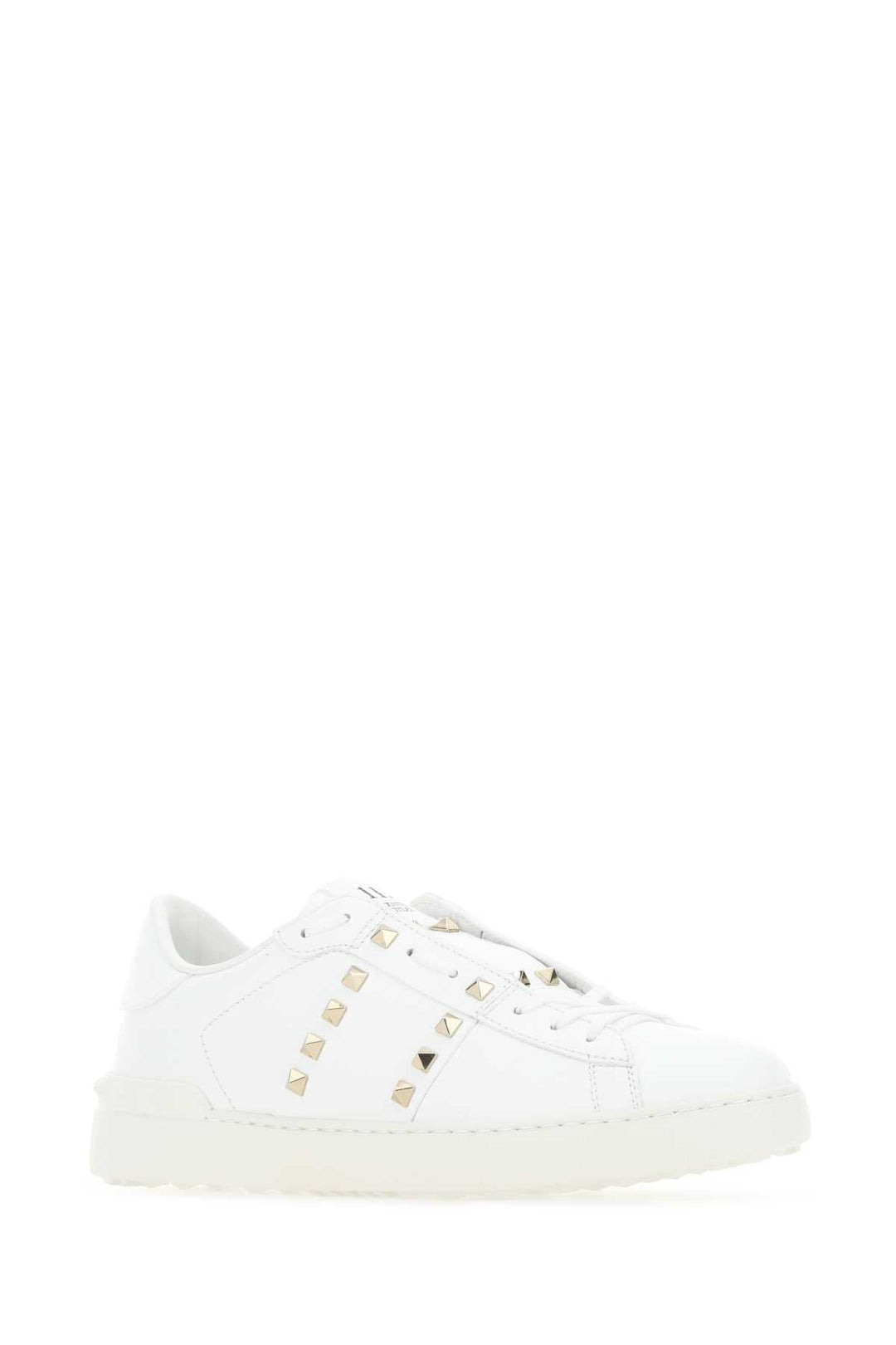 Valentino Garavani Men White Leather Rockstud Untitled Sneakers