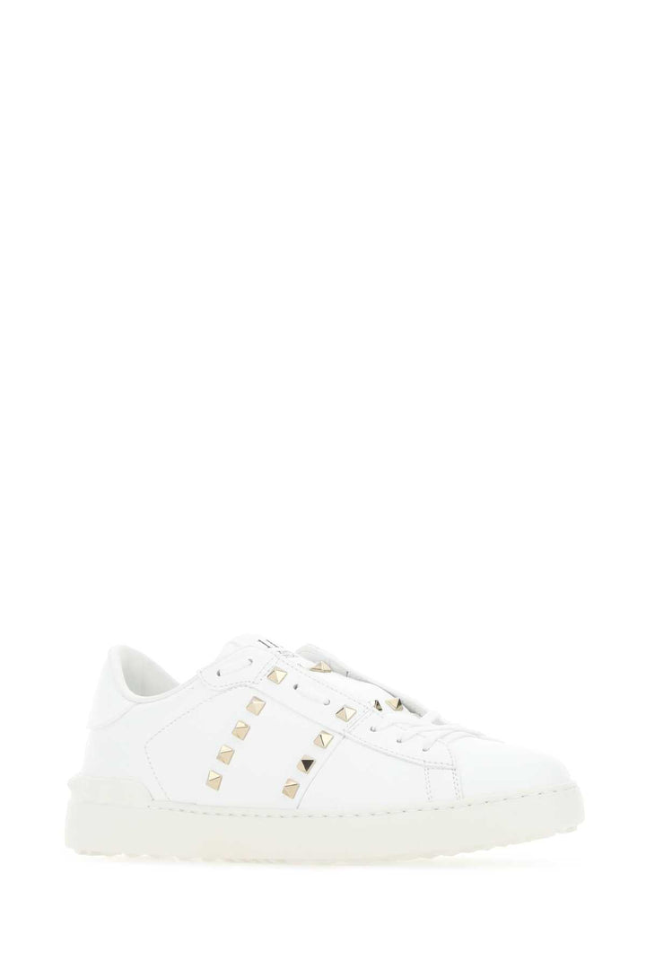 Valentino Garavani Men White Leather Rockstud Untitled Sneakers