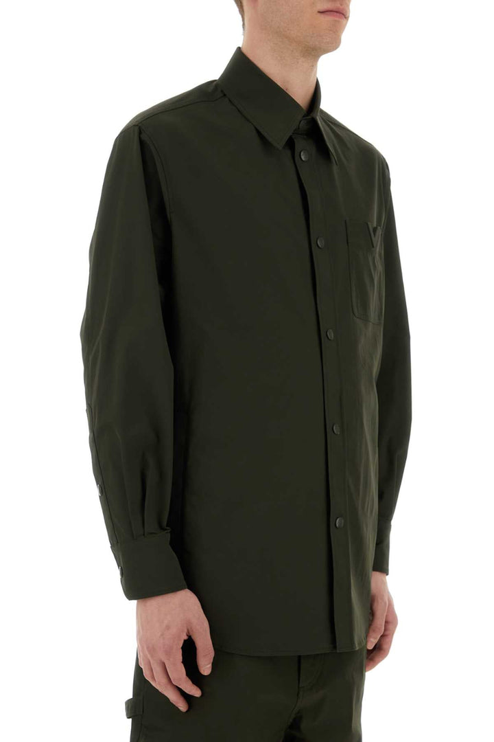 Valentino Garavani Men Olive Green Stretch Polyester Shirt