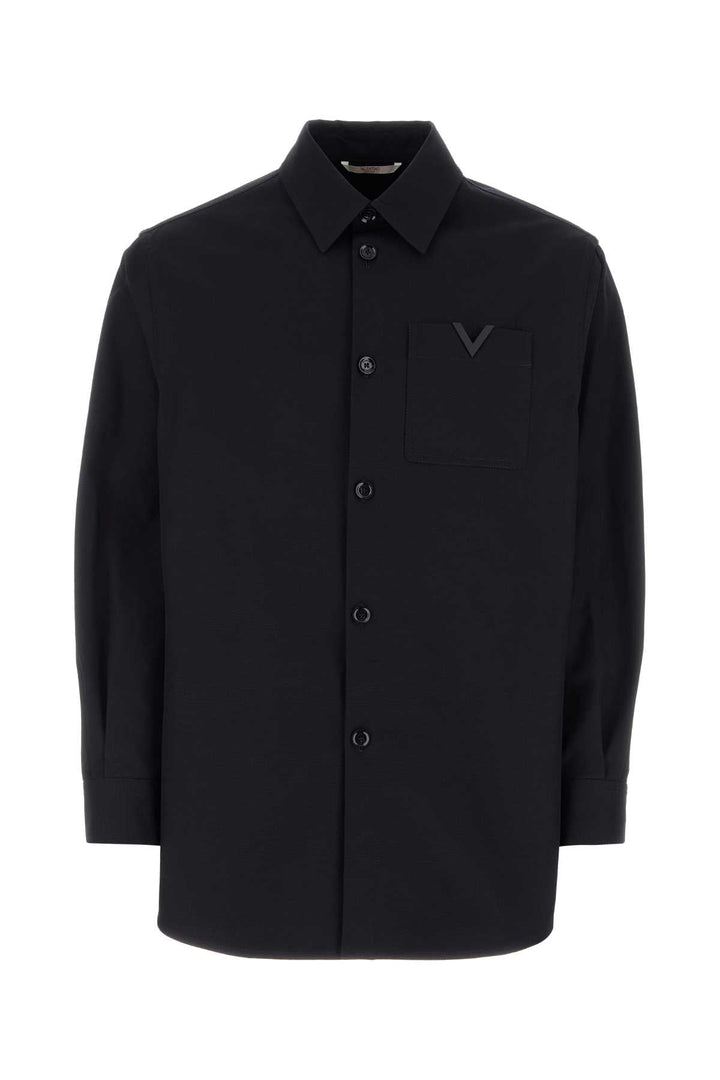 Valentino Garavani Men Midnight Blue Stretch Cotton Shirt