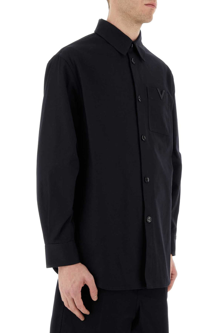 Valentino Garavani Men Midnight Blue Stretch Cotton Shirt