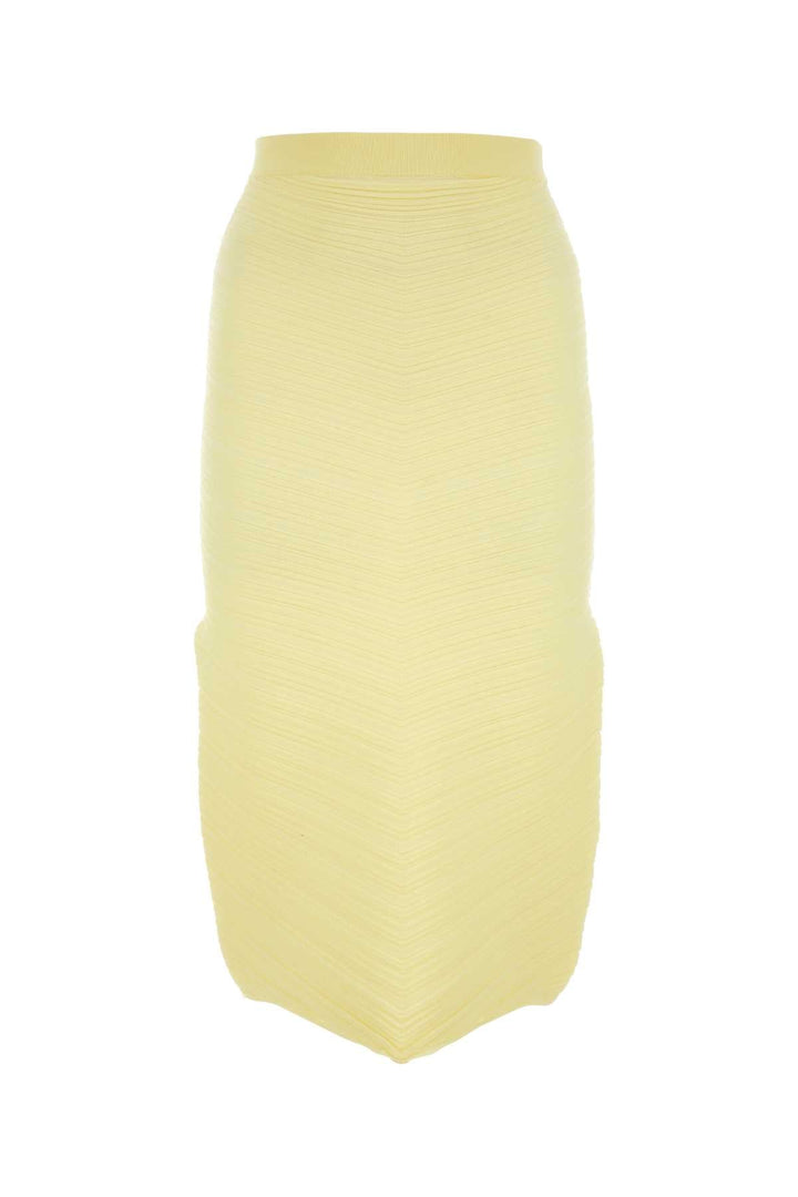 Yellow pencil skirt on a white background