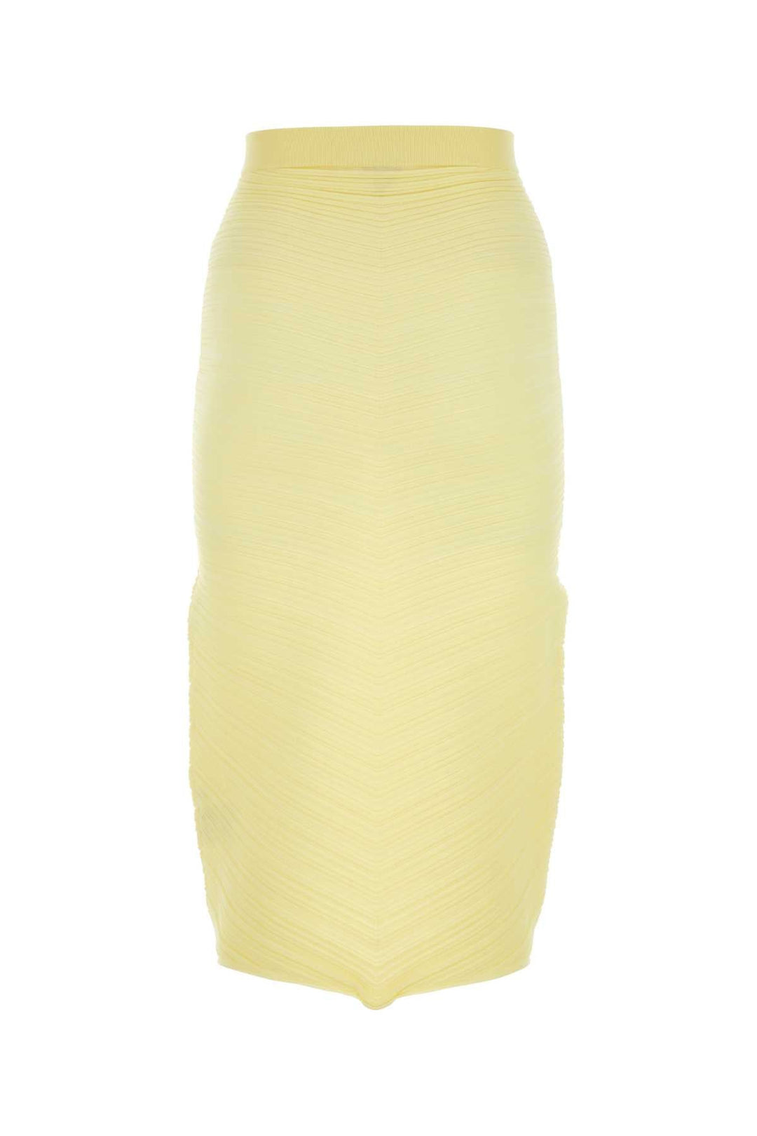 Yellow pencil skirt on a white background