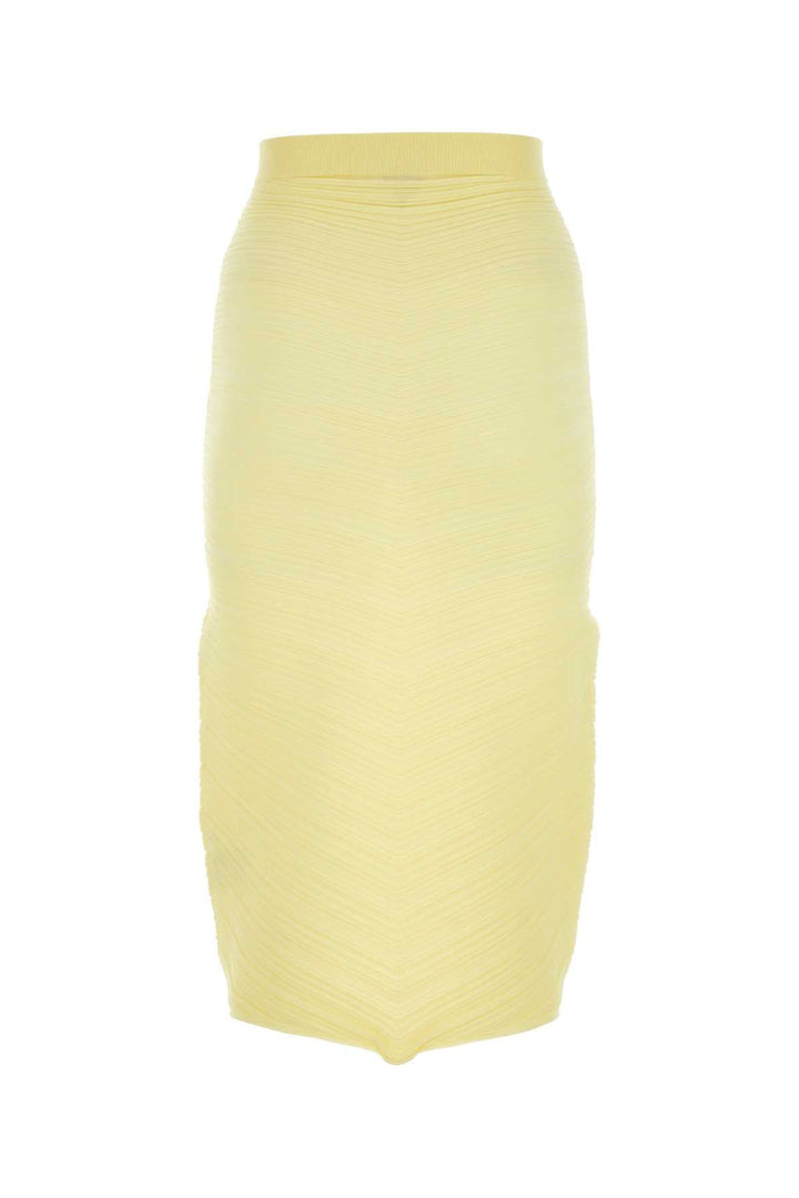 Yellow pencil skirt on a white background