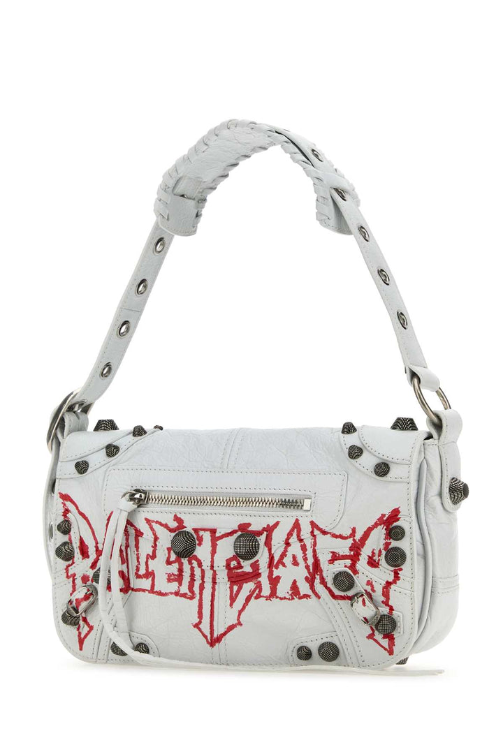 Balenciaga Men White Leather Le Cagole Xs Diy Metal Crossbody Bag