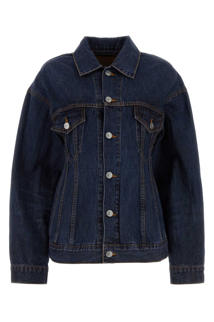 Balenciaga Women Dark Blue Denim Hourglass Jacket
