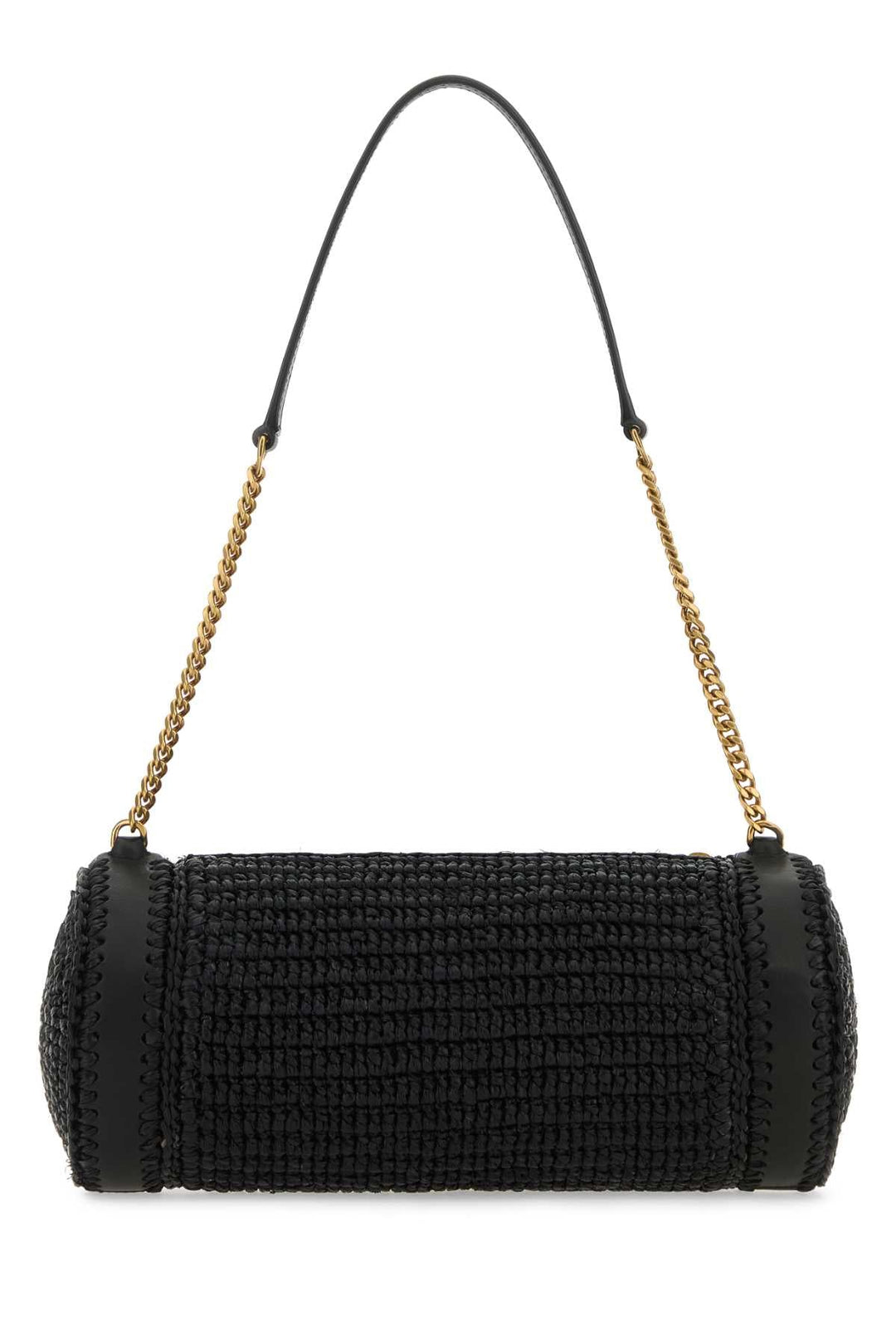 Saint Laurent Women Black Raffia And Leather Cassandre Shoulder Bag