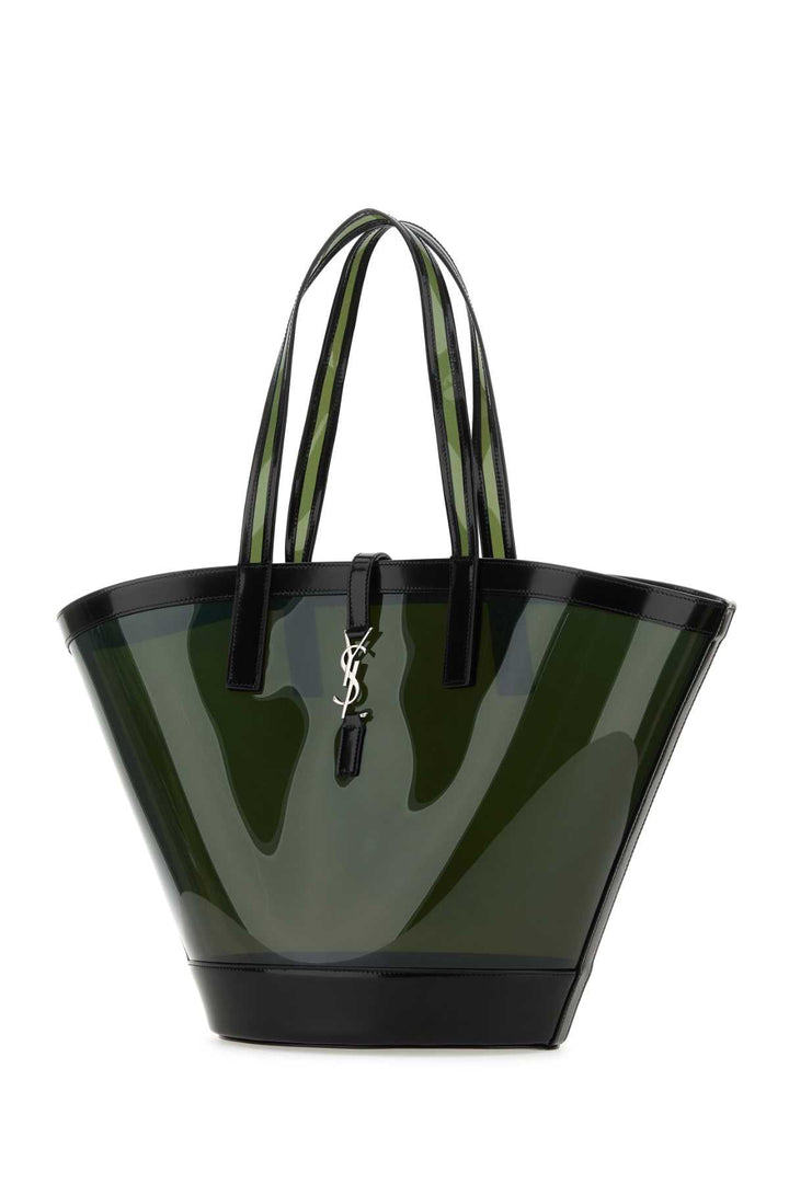 Saint Laurent Women Two-Tone Vinyl And Leather Panier Shopping Bag