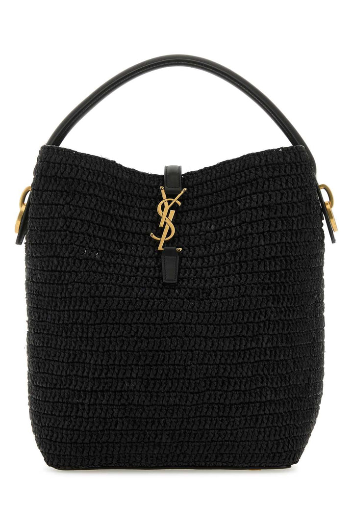 Saint Laurent Women Black Raffia Le 37 Bucket Bag