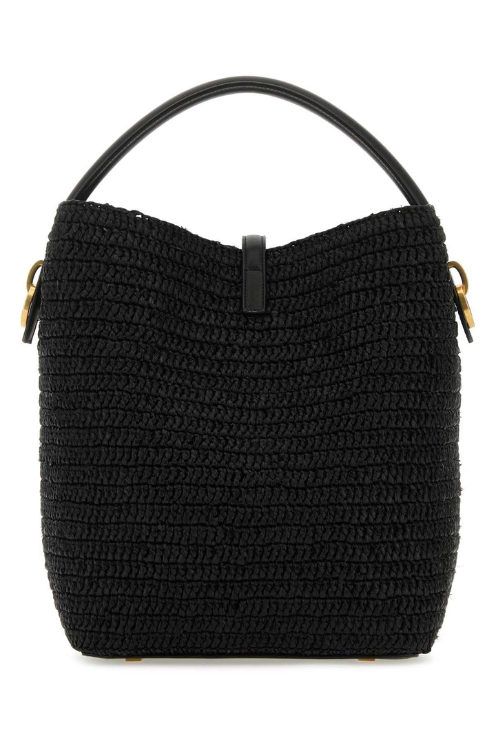Saint Laurent Women Black Raffia Le 37 Bucket Bag