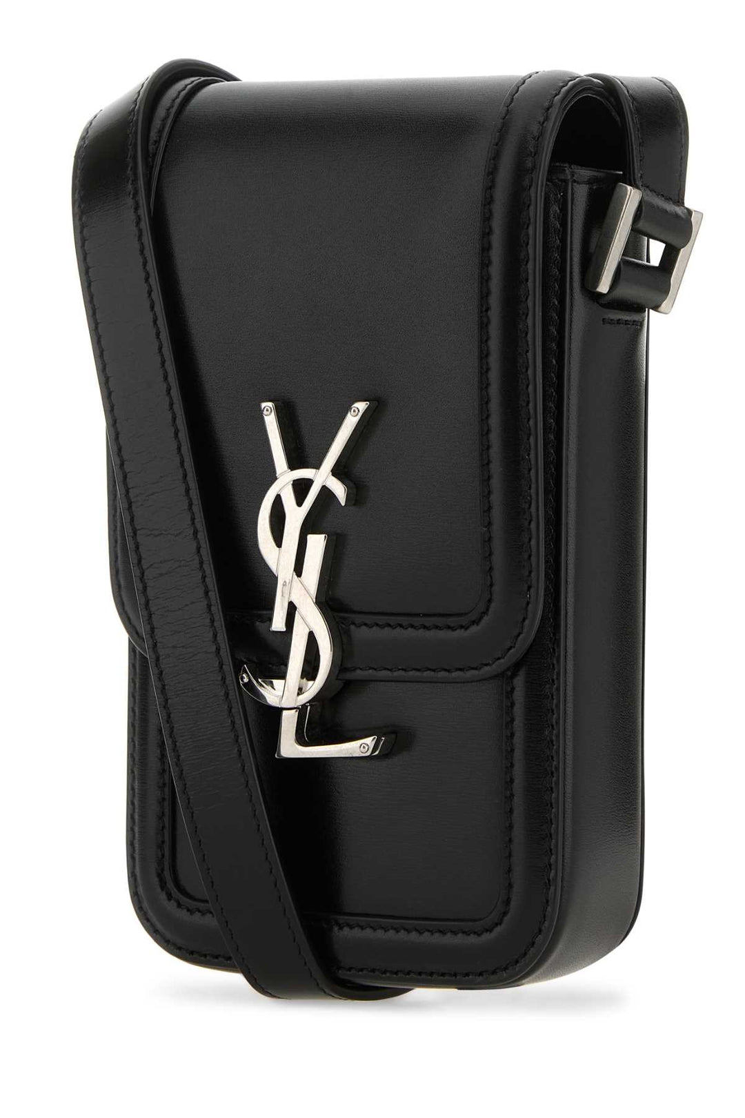 Saint Laurent Men Black Leather Phone Case
