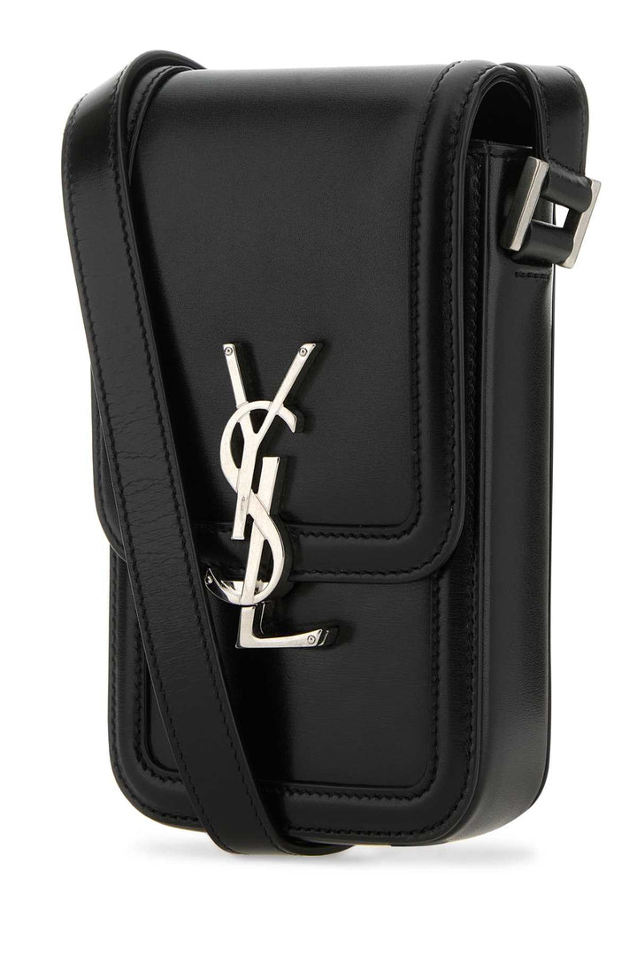 Saint Laurent Men Black Leather Phone Case