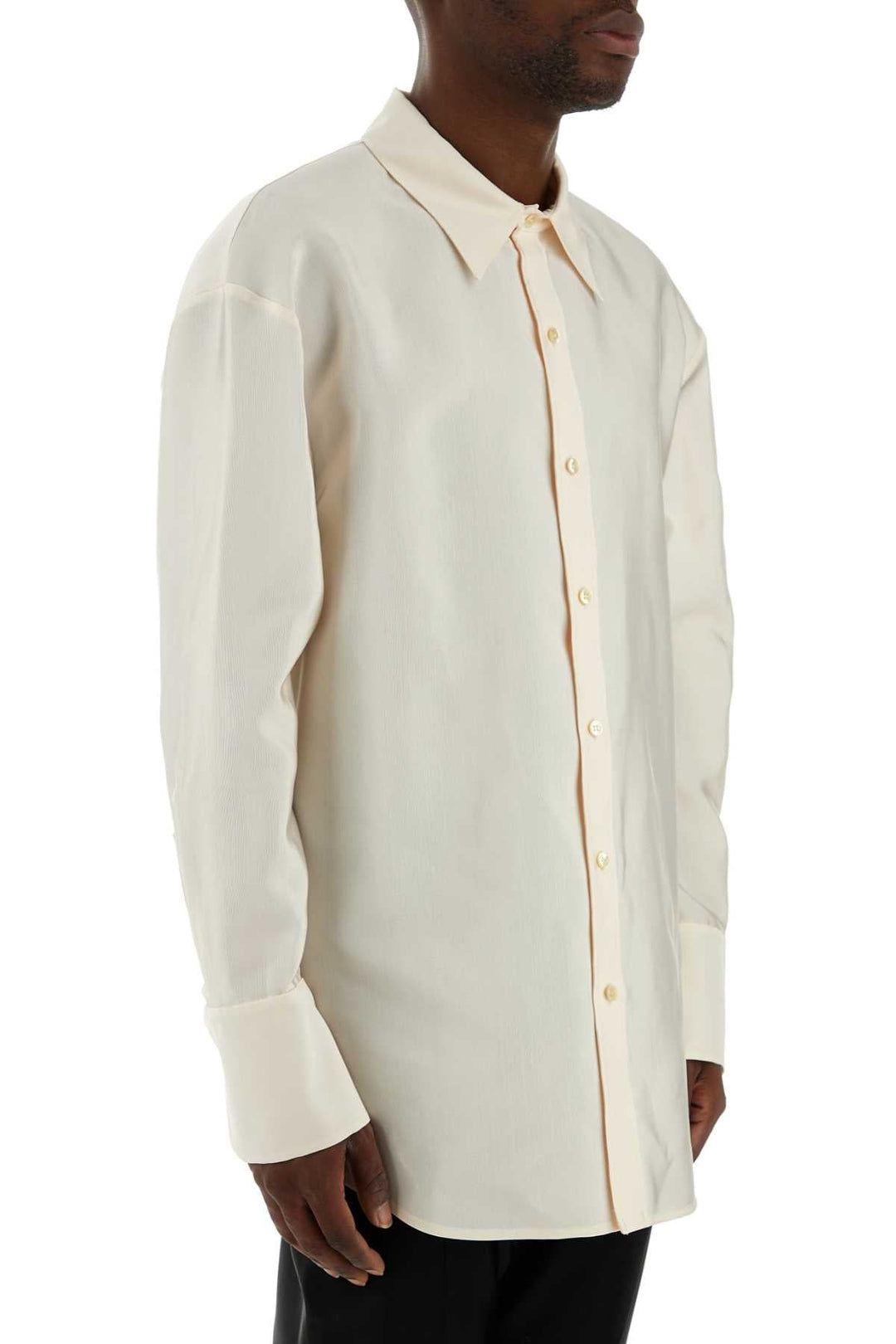 Saint Laurent Men Ivory Faille Oversize Shirt