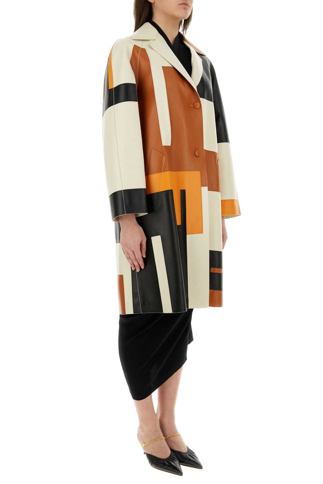 Fendi Women Multicolor Nappa Leather Overcoat