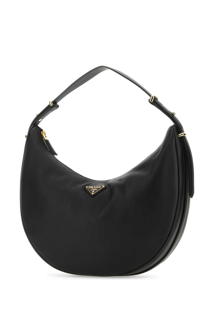 Prada Women Black Leather Big Arquã¨ Handbag