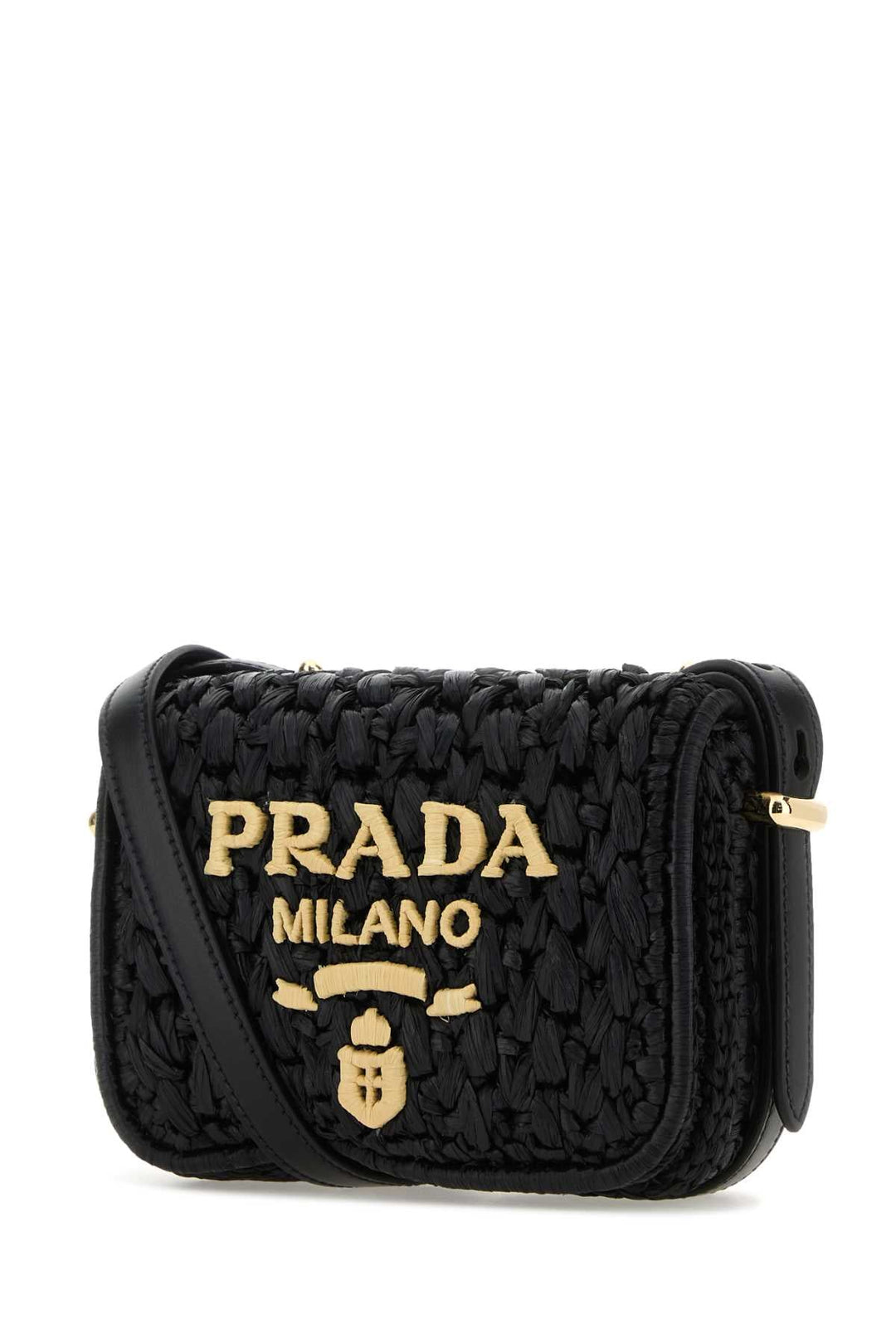 Prada Women Black Raffia Crossbody Bag