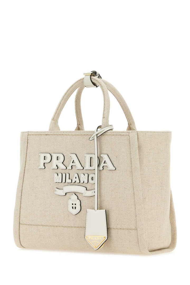 Prada Women Sand Canvas Shopping Bag