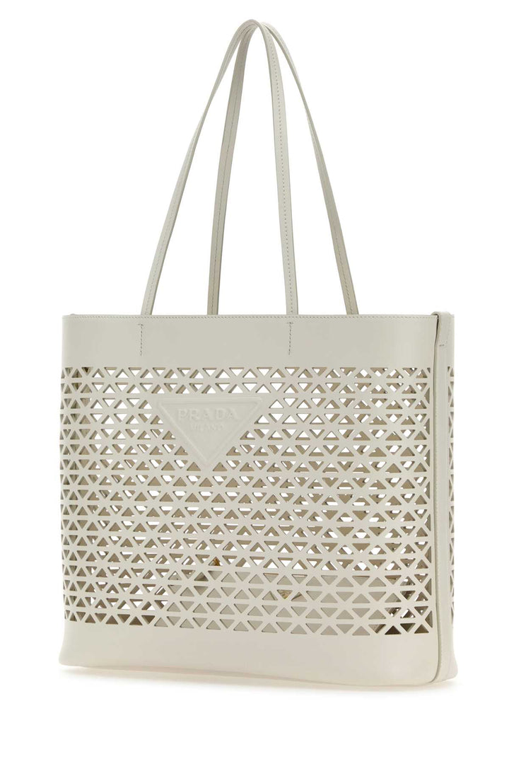 Prada Women White Leather Shopping Bag