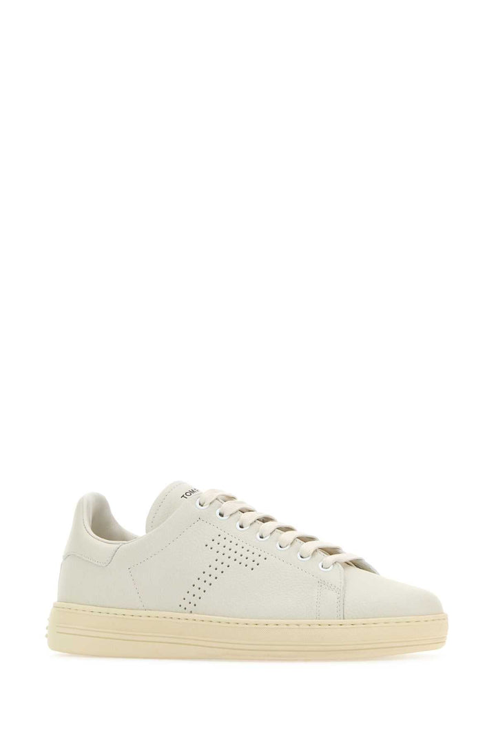 Tom Ford Men White Leather Warwick Sneakers