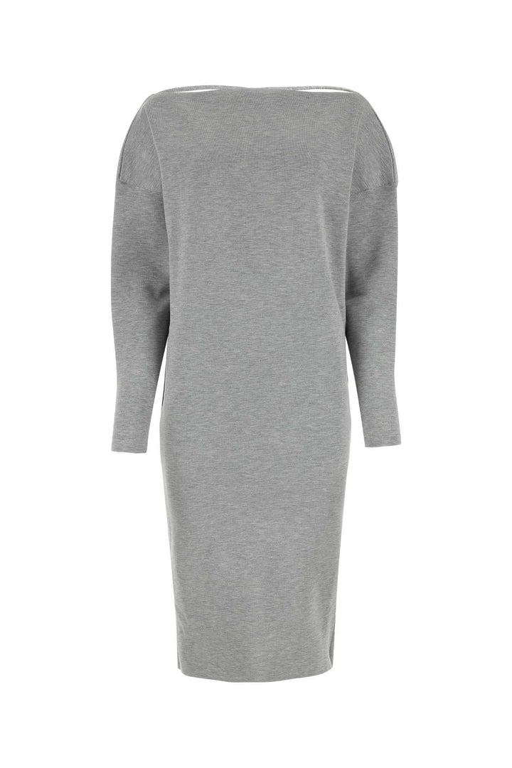 Gucci Women Grey Stretch Wool Blend Dress
