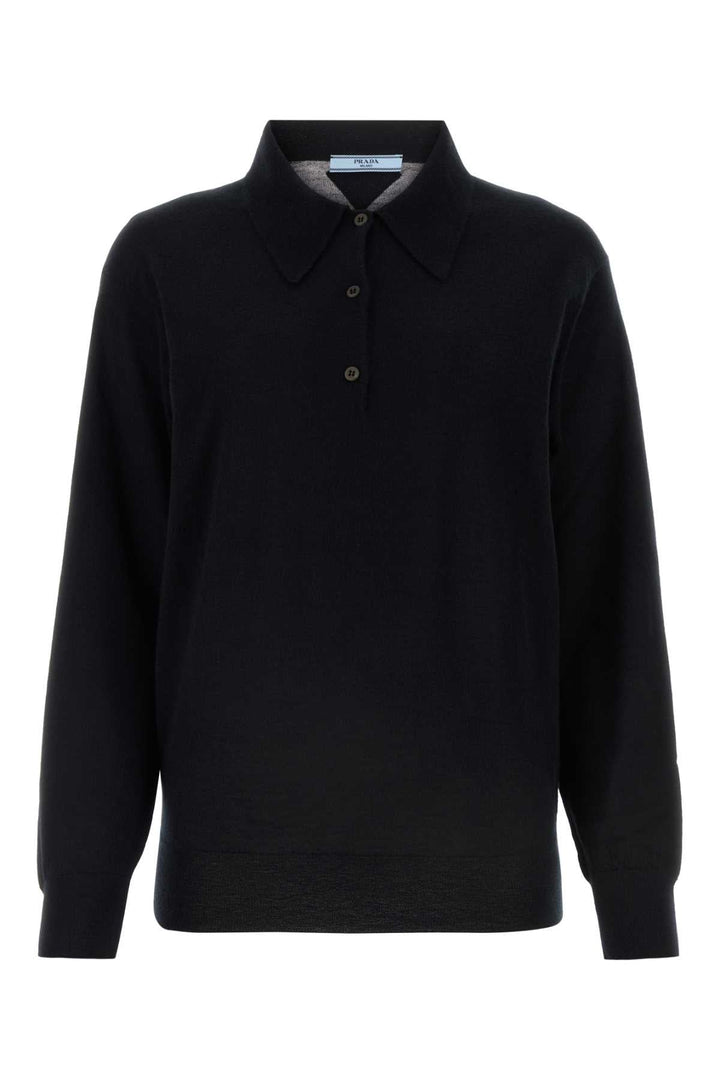 Prada Women Black Cashmere Polo Shirt