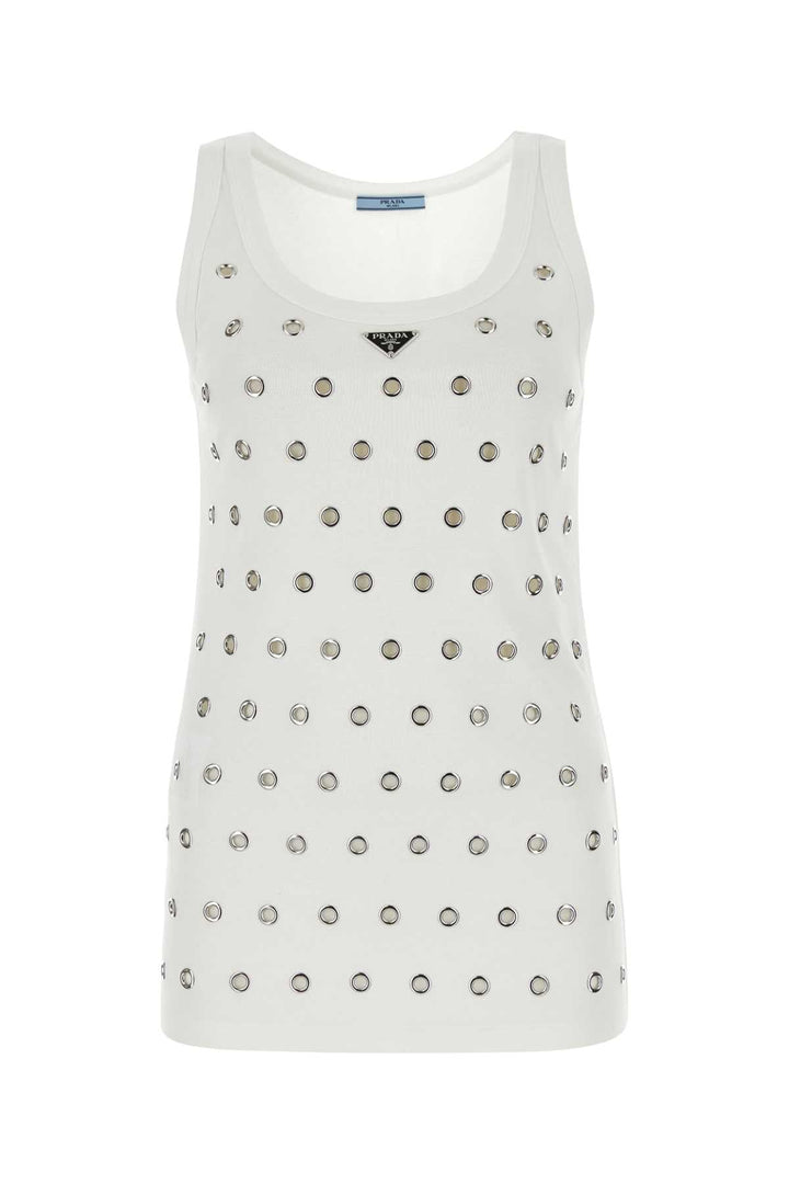 Prada Women White Cotton Tank Top