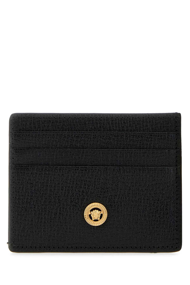 Versace Men Black Leather Medusa Biggie Card Holder