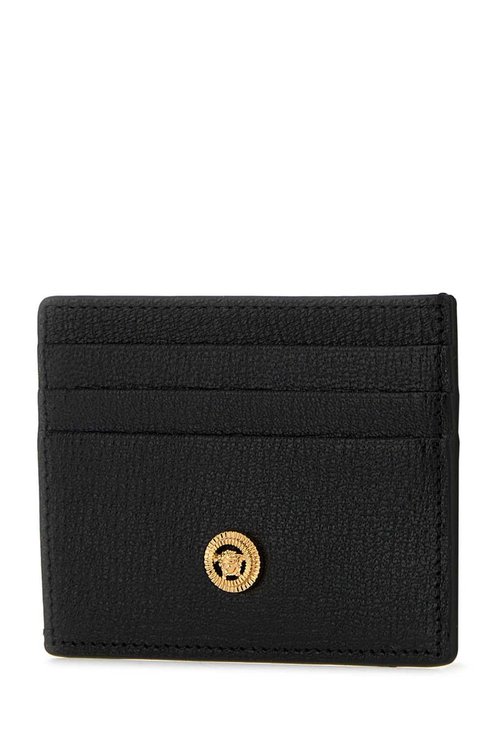 Versace Men Black Leather Medusa Biggie Card Holder