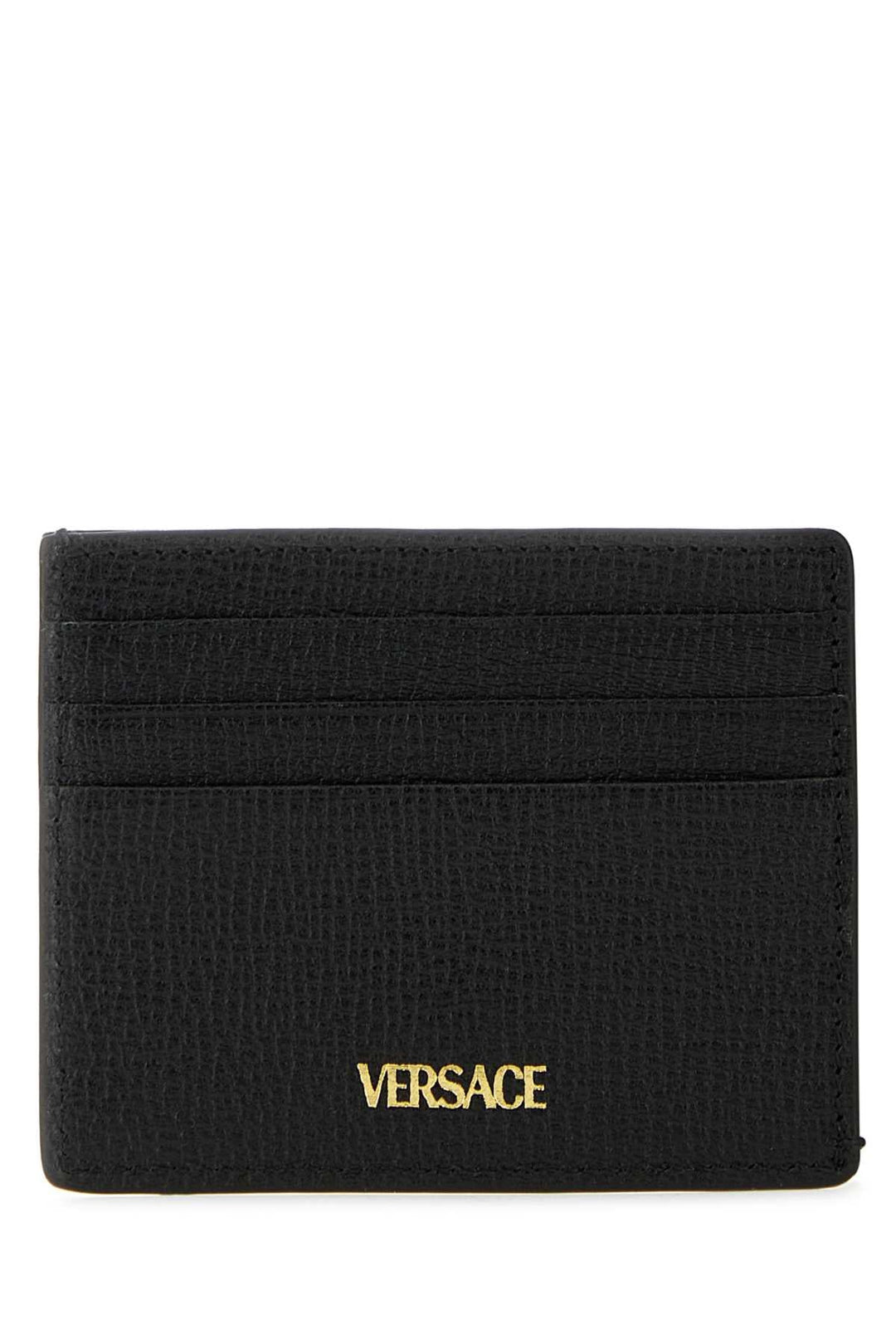 Versace Men Black Leather Medusa Biggie Card Holder