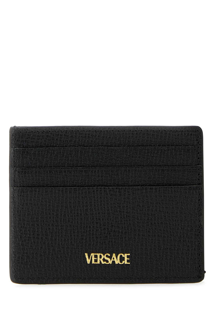 Versace Men Black Leather Medusa Biggie Card Holder