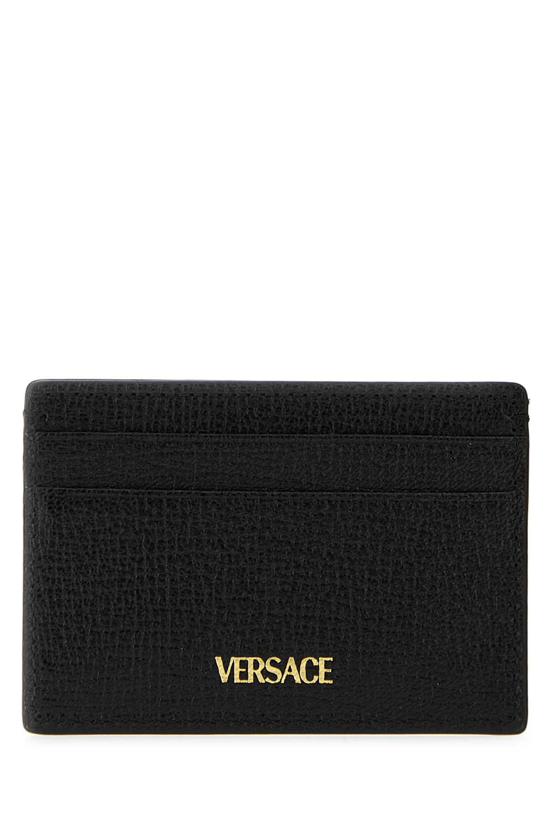 Versace Men Black Leather Medusa Biggie Card Holder