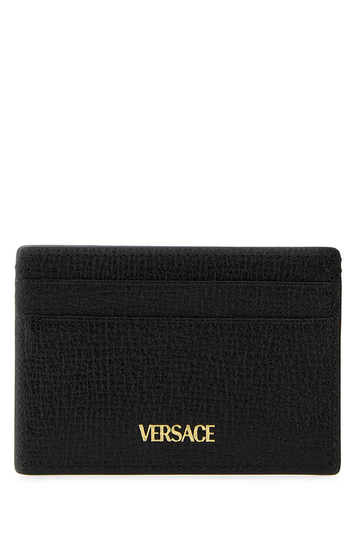 Versace Men Black Leather Medusa Biggie Card Holder